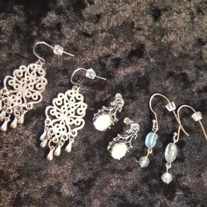 Elegant Silver and Blue Earring Set